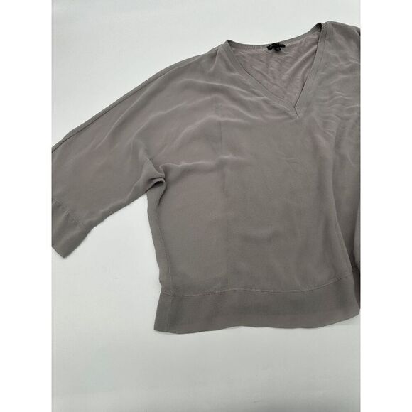 Women’s Top V Neck 3/4 Sleeves Semi Sheer Lined Sz M Gray - Picture 5 of 12